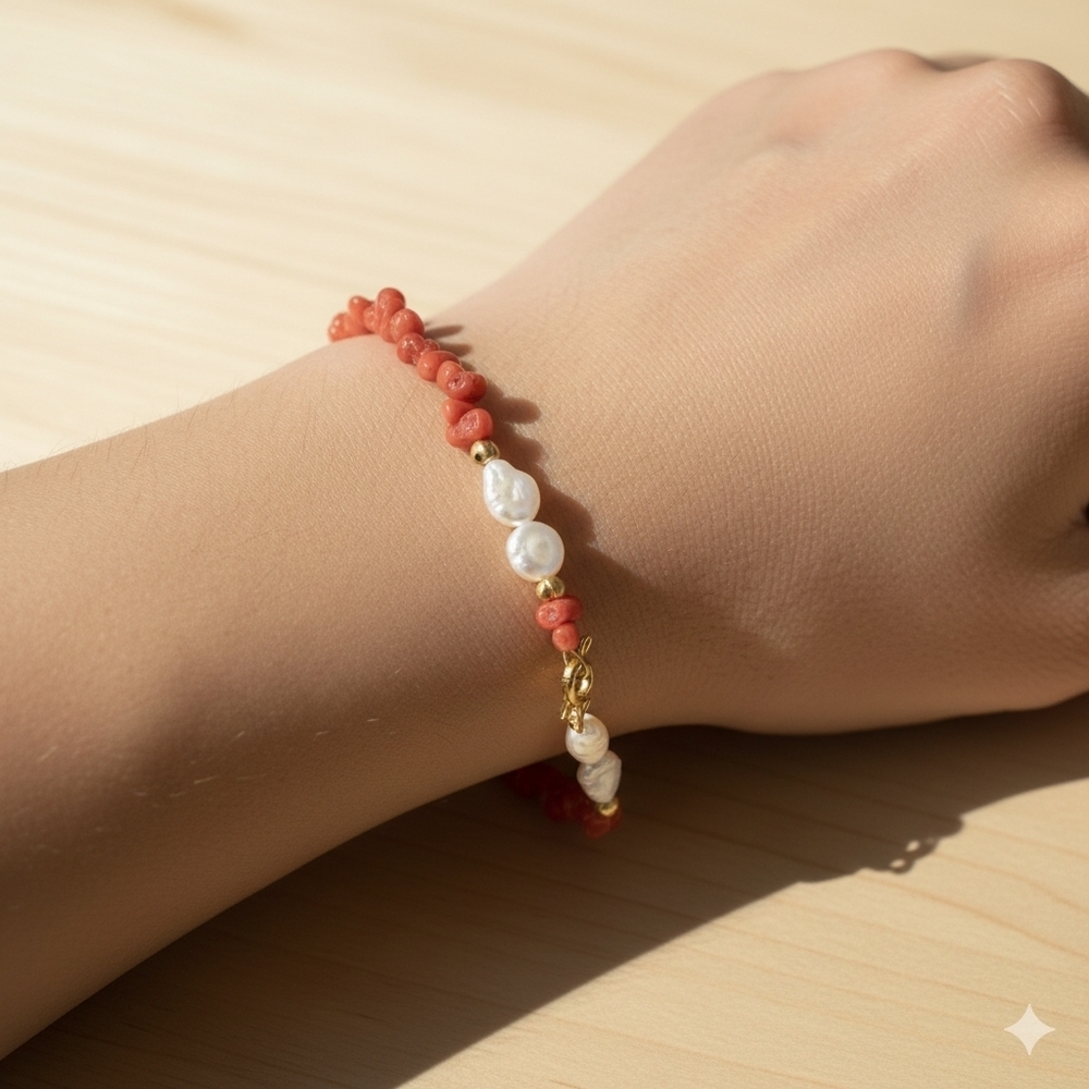 Red and white bead bracelet